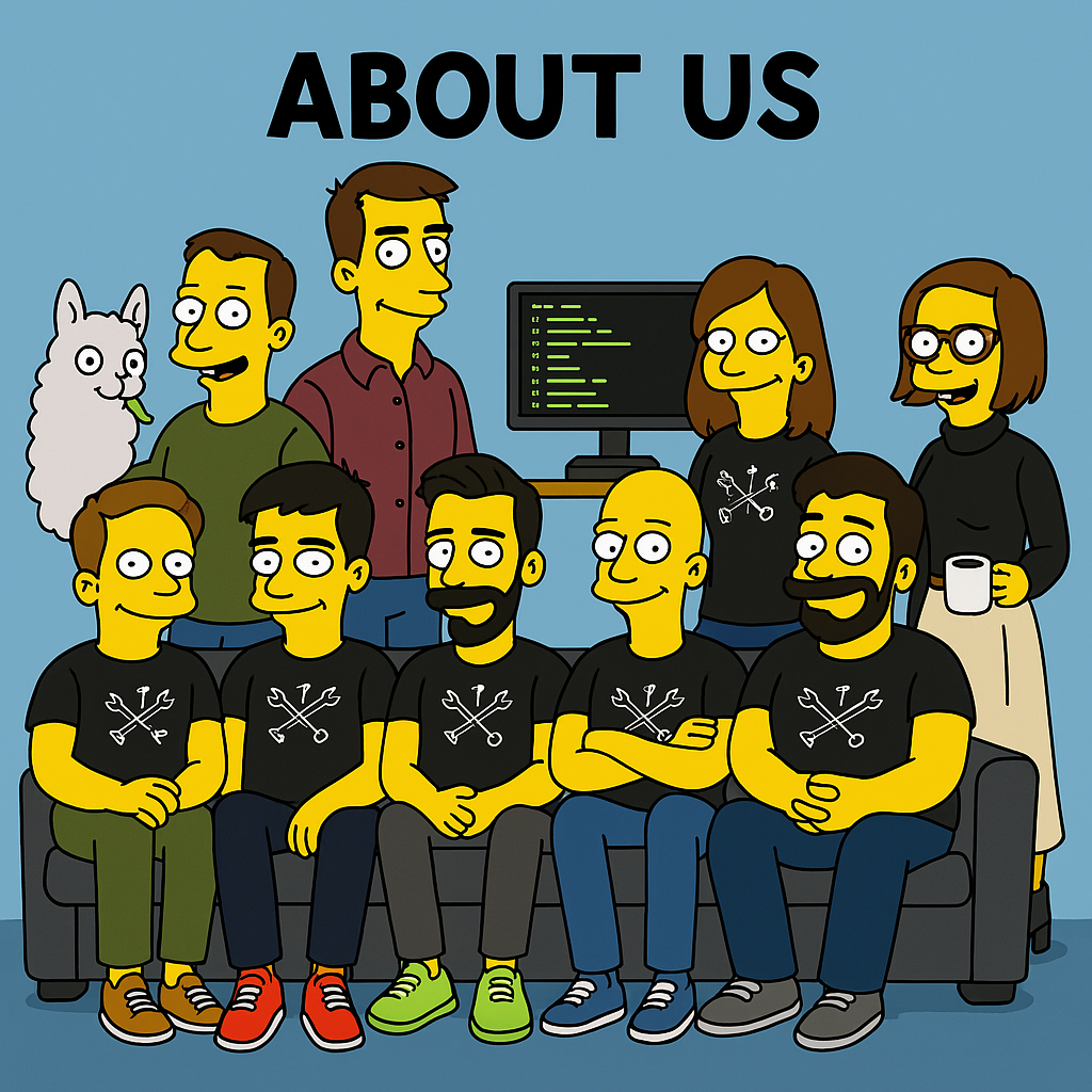 The tiurl.xyz team depicted in cartoon style